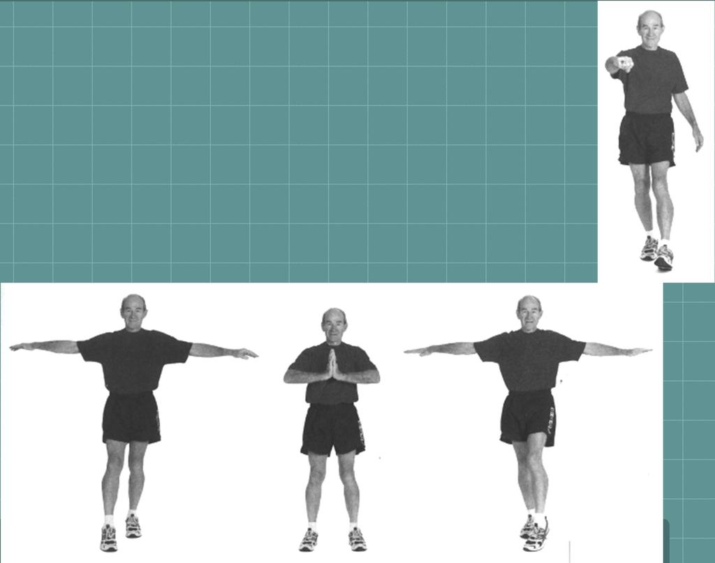 Ασκήσεις Εναλλάξ κινήσεις των ποδιών εμπρός (μύτη)-φτέρνα) με κινήσεις των χεριών (πρόταση των χεριών).