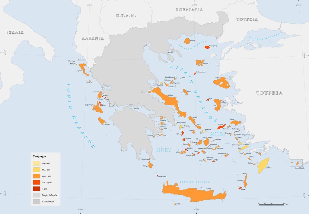 Δείκτης γήρανσης για τα ελληνικά νησιά (2011)