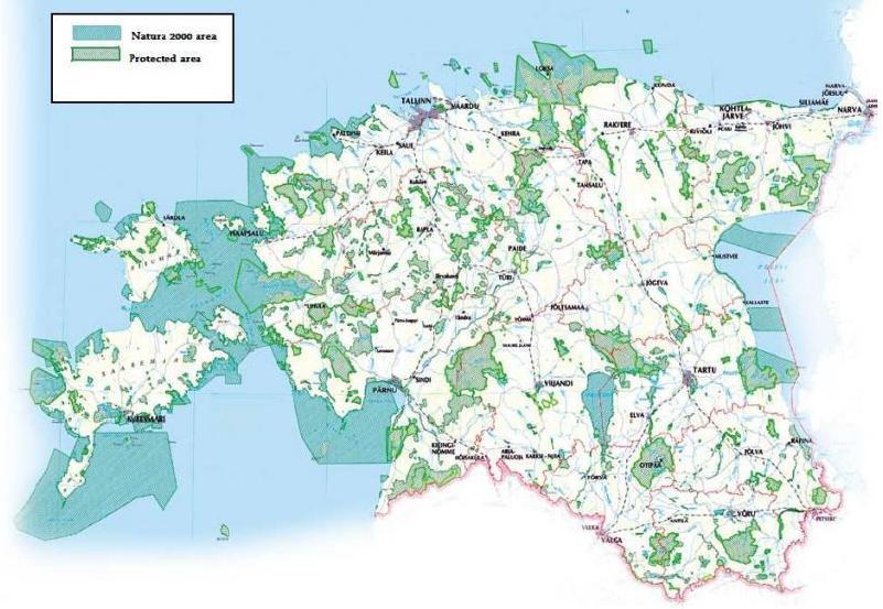 Σχ. 10: Ρεριοχζσ Natura 2000. Ρθγι: YPEF Estonia Οργάνωςθ τθσ δαςικισ υπθρεςίασ Με βάςθ το κακεςτϊσ ιδιοκτθςίασ, τα δάςθ διακρίνονται ςε τρεισ κατθγορίεσ: 1.