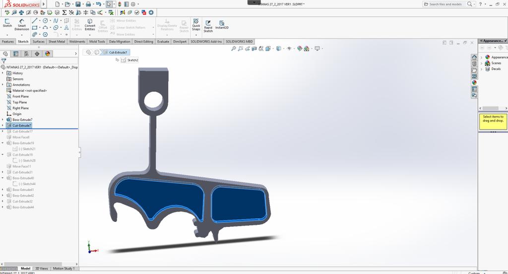 Cut Extrude(7): Επιλέγεται η εντολή Cut Extrude