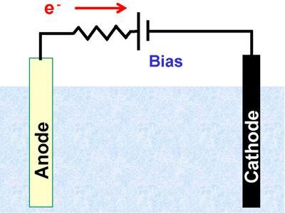 Σχήμα 1.7: Σχηματική απεικόνιση της πόλωσης εξωτερικού κυκλώματος σε μία φωτοηλεκτροχημική κυψελίδα [2]. 1.5.3 ΦΩΤΟΗΛΕΚΤΡΟΧΗΜΙΚΑ ΚΕΛΙΑ ΜΕ ΑΝΤΙΔΡΑΣΤΗΡΑ ΔΥΟ ΘΑΛΑΜΩΝ Στο Σχήμα 1.