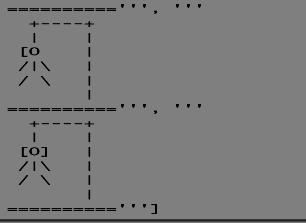 Γραφικά Η λίστα HANGMANPICS περιλαμβάνει 7 ASCII art αλφαριθμητικά. Έτσι όταν το len(missedletters) γίνει 6, ξέρεις ότι ο παίκτης έχασε γιατί η εικόνα της κρεμάλας τελείωσε. Επεκτάσεις 1.