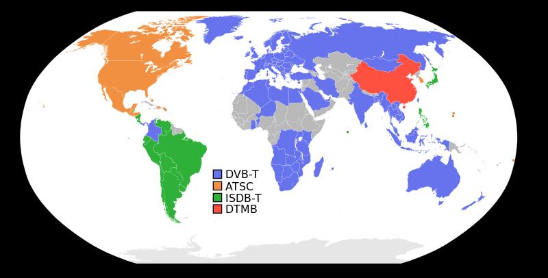 Σχήμα 2.1 Τα πρότυπα της ψηφιακής τηλεόρασης στον κόσμο 2.3 