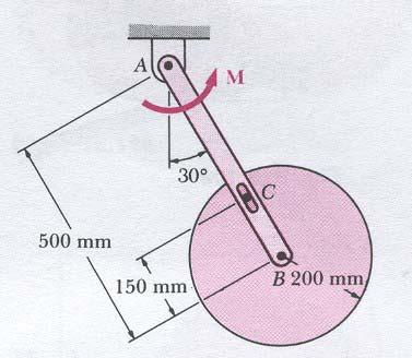 7. Ένας οµογενής δίσκος µάζας 10 kg προσδένεται σε µια λεπτή ράβδο ΑΒ µάζας 6 kg µέσω των πείρων Β και C, οι οποίοι θεωρούνται άτριβοι.