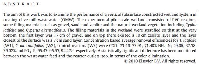 ... Olive Mill Wastewater (OMW): Yalcuk et al.