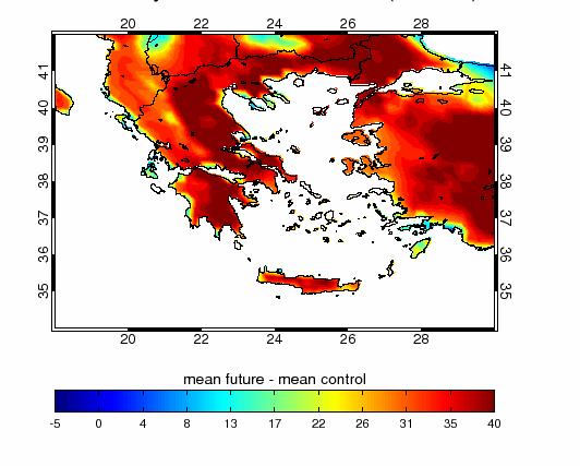 Αριθμός ημερών με εξαιρετικά αυξημένο κίνδυνο πυρκαγιάς Αύξηση του αριθμού των ημερών με εξαιρετικά αυξημένο κίνδυνο για πυρκαγιά στην Ανατολική Ελλάδα 2021-2050