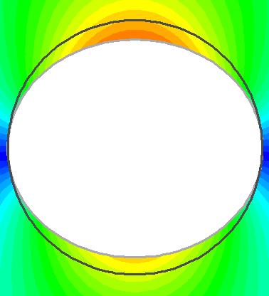 Εικόνα 35 Ανάλυση Ε, β=90º - Παραμόρφωση διατομής σήραγγας - R E=2,5