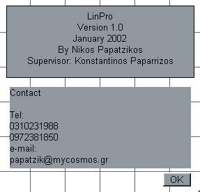 ΚΕΦΑΛΑΙΟ 3: Σχεδίαση και προγραμματισμός της εφαρμογής LinPro 67 Το παράθυρο περιέχει τα εξής αντικείμενα: Την ετικέτα αναγραφής του τίτλου LinPro, με όνομα lblinpro.