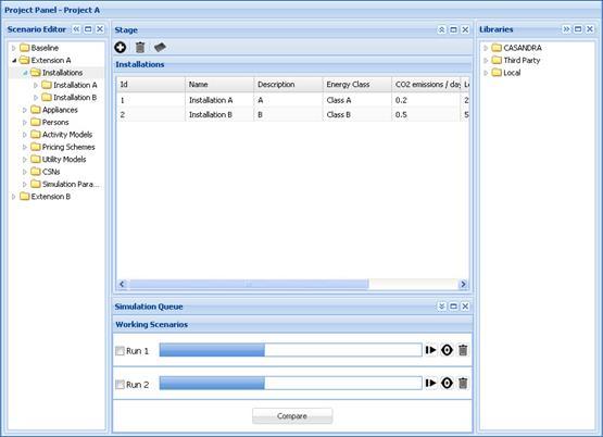 User Interface Entity editor Scenario editing Drag n Drop Libraries of reusable components: