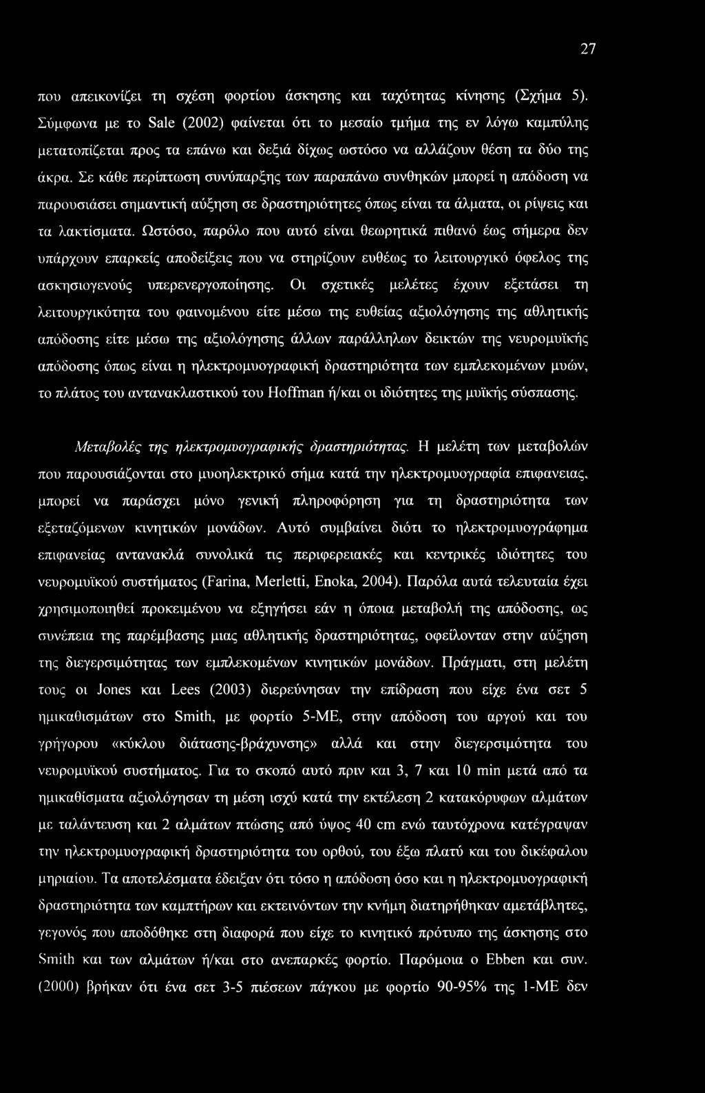 27 που απεικονίζει τη σχέση φορτίου άσκησης και ταχύτητας κίνησης (Σχήμα 5).