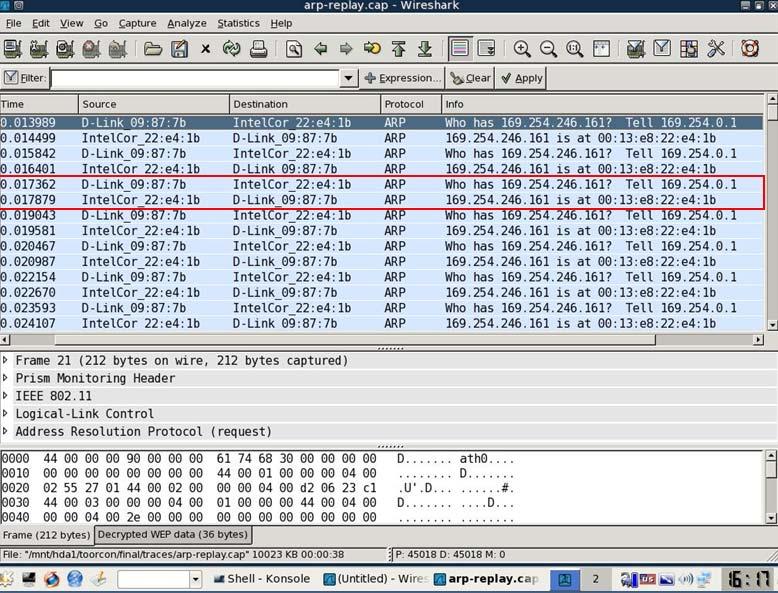 Επιθέσεις και τεχνικές προστασίας σε ένα wireless network 802.11 Εικόνα 78 Συλλογή πακέτων ARP 5.