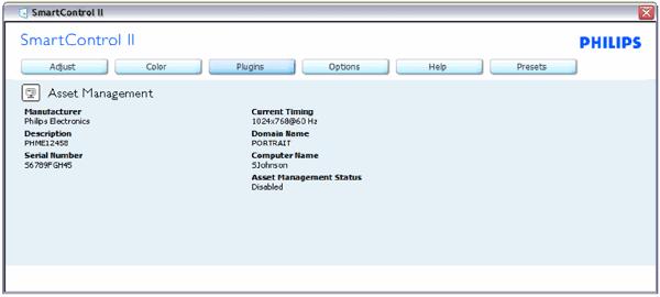 SmartManage Εμφανίζοντια πληροφορίες Διαχείρισης κεφαλαίου στις καταστάσεις Διαχείριση, Περιγραφή, Σειριακός Αριθμός, Τρέχων χρονισμός, Όνομα τομέα και Διαχείριση