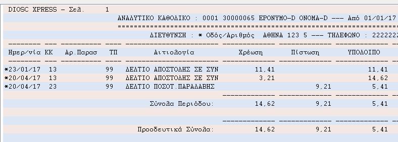 Αντιστρόφως κάθε φορά που θα παίρνετε ένα είδος από το συνάδελφο, θα προστίθεται στα διαθέσιμα της αποθήκης σας και θα πιστώνεται η καρτέλα του πελάτη(συναδέλφου) με το αντίστοιχο ποσό, ώστε να