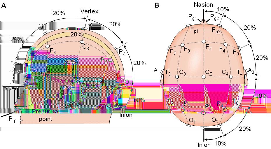 ΚΕΦΑΛΑΙΟ 2. ΕΓΚΕΦΑΛΟΣ ΚΑΙ ΔΙΕΠΑΦΕΣ ΕΓΚΕΦΑΛΟΥ-ΥΠΟΛΟΓΙΣΤΗ Σ 2.7: Το διεθνές 10-20 σύστημα όπως φαίνεται από (A) πλάγια όψη και (B) πάνω όψη του κεφαλιού.