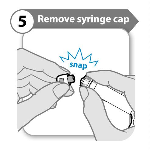 Αφαιρέστε το κάλυμμα της σύριγγας 5 Αφαιρέστε το κάλυμμα της σύριγγας κλακ Αποσπάστε το κάλυμμα της σύριγγας.