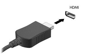 Για να συνδέσετε μια συσκευή HDMI στον υπολογιστή, χρειάζεστε ένα καλώδιο HDMI, το οποίο πωλείται ξεχωριστά. 1. Συνδέστε ένα άκρο του καλωδίου HDMI στη θύρα HDMI του υπολογιστή. 2.