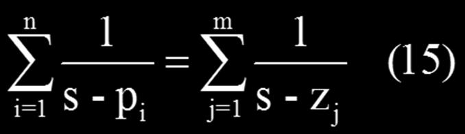 Κανόνες προσεγγιστικής χάραξης του γεωμετρικού τόπου των ριζών (6) Κάθε ρίζα της εξίσωσης (14) αποτελεί ένα δεκτό σημείο θλάσης αν ταυτόχρονα ικανοποιεί τη συνθήκη (4) για