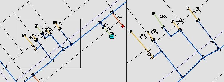 κλίμακα, μετακινούνται ανάλογα με τη μετακίνηση των αγωγών, ενημερώνονται αυτόματα στο χάρτη εάν η διάμετρος ενός αγωγού έχει αλλάξει και διαγράφονται εάν ο αγωγός έχει διαγραφεί από τη Γ.Β.Δ.