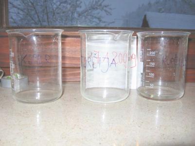 Tabela 2: Podatki o masi Vzorec Masa čaše v [g] Masa čaše + morska voda v [g] Masa čaše + kristali v [g] Masa kristalov v [g] Albanija 108,0 154,5 110,0 2,0 Črna gora 98,0 147,8 101,0 3,0 Koper 98,8