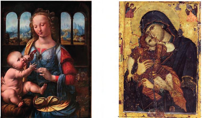 Η Μαντόνα με το γαρύφαλλο Leonardo Da Vinci, 1780 Παναγία Γλυκοφιλούσα Άγιο Όρος, χρονολογείται στην Εκονομαχία Αργυροχοΐα, Χρυσοχοΐα, Χρυσοκεντητική, Ξυλογλυπτική Η αργυροχοΐα και η χρυσοχοΐα είναι