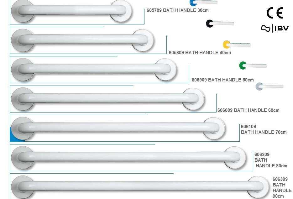 Technical Aids S81607109/209 CORNER HANDLE S81606409 - HANDLE S81606509/609 CORNER HANDLE 120 x 70 cm. angle 90º 70 x 70 cm. angle 90º 30 x 30 cm.