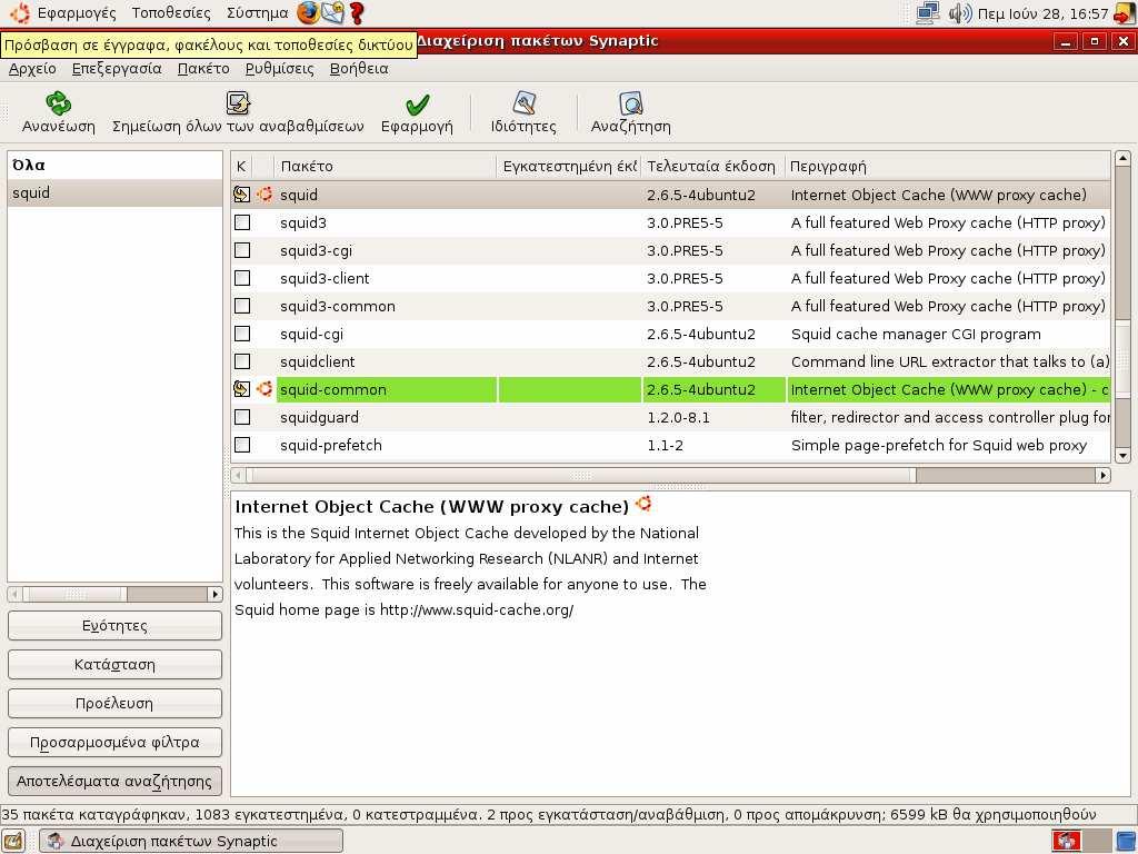 3. Επιλέγουµε το πακέτο squid-common