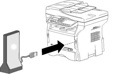 Τηλεφωνία (επιλογή) Το μηχάνημα σάς επιτρέπει να συνδέσετε μια βάση USB- DECT σε μια από τις θύρες USB της συσκευής και να καταχωρίσετε τις συσκευές DECT σε αυτή τη βάση.