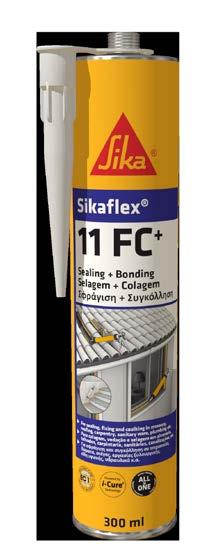 Sikaflex 11FC+ Δεν περιέχει σιλικόνη Πολύ καλή πρόσφυση στα περισσότερα κατασκευαστικά υλικά Δεν απαιτείται εκτράχυνση των επιφανειών που θα συγκολληθούν Καλή