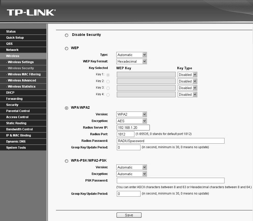 IV Вежба Слика 4.10 : Подешавање WPA/WPA2 Enterprise заштите 4.