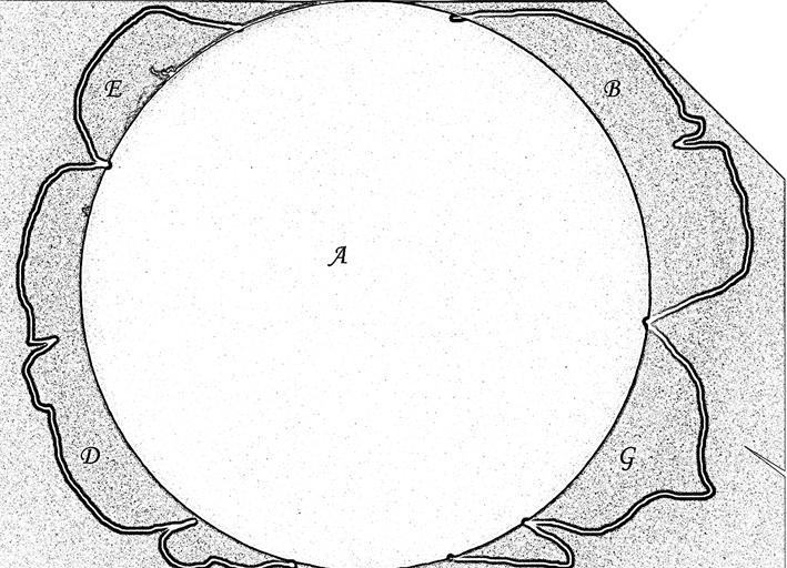 Στρίκης Ι. / Ανάλυση παρατηρήσεων της ολικής έκλειψης Ηλίου 29 Μαρτίου 2006, Καστελόριζο. Στο Ηλιακό στέμμα παρατηρούνται πληθώρα σχηματισμών και φαινομένων.