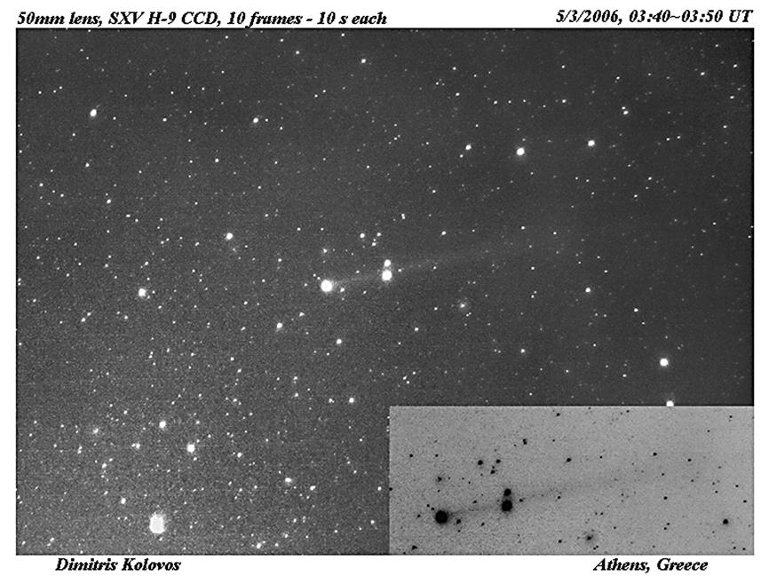 Καρδάσης Μ. / Ο κομήτης C/2006 A1(Pojmanski) και παρατήρηση άλλων κομητών της περιόδου 2004 2006. Εικόνα 4. Ο κομήτης C/2006 A1 (Pojmanski) την 4/3/2006 στις 5.58 π.μ. μέσα από τηλεσκόπιο (φωτ.