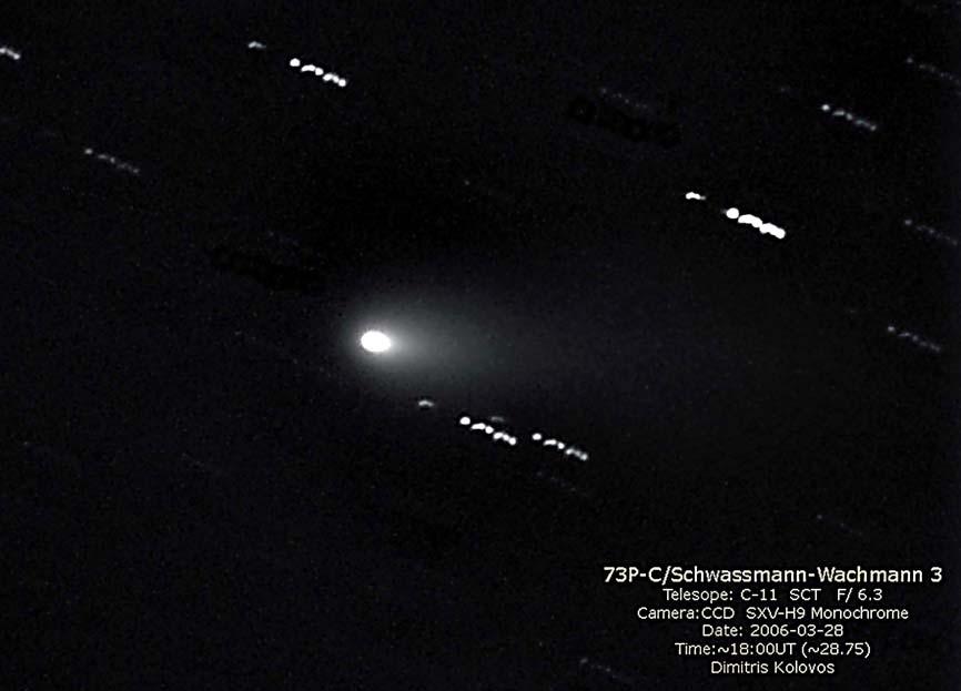 Καρδάσης Μ. / Ο κομήτης C/2006 A1(Pojmanski) και παρατήρηση άλλων κομητών της περιόδου 2004 2006. Εικόνα 11. Η πρώτη φωτογραφία του 73P/Schwassmann-Wachmann-3 (Κομμάτι C) από τον Σ.Ε.Α. (φωτ. Δημ.