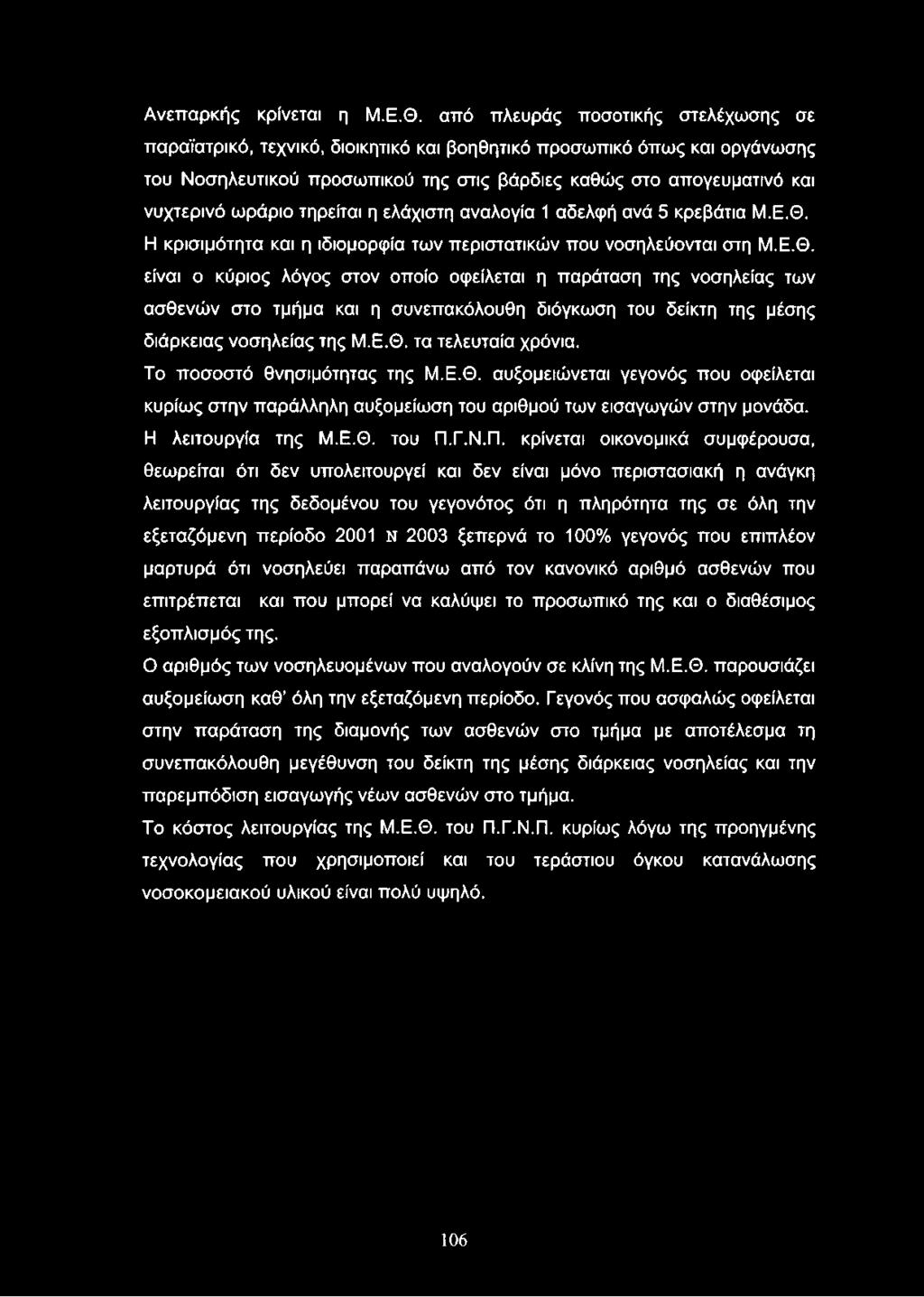 ωράριο τηρείται η ελάχιστη αναλογία 1 αδελφή ανά 5 κρεβάτια Μ.Ε.Θ.