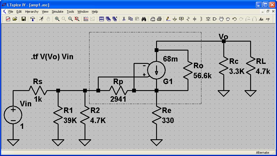 Αντί να επιλέξουµε AC analysis επιλέγουµε DC transfer.