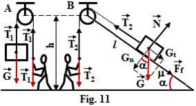 5. Să se calculeze randaentul unui plan înclinat de unghi α. Consideră desenul din Fig. 11. entru a ridica un corp la înălțiea h ave două posibilități: A.