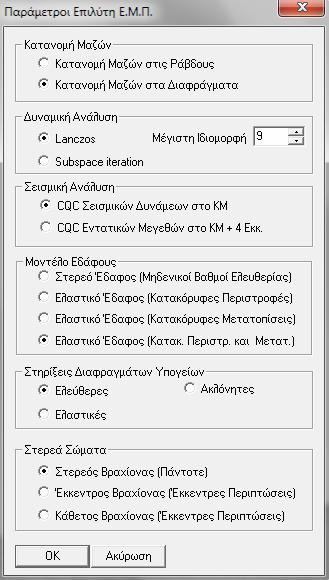 12.11 Παράμετροι Επιλύτη Ε.Μ.Π Κατανομή μαζών Στις ράβδους: στο χωρικό μοντέλο που δημιουργείται η κάθε ράβδος η οποία προσομοιώνει ένα δοκάρι ή ένα υπ/μα, παίρνει την μάζα που της αντιστοιχεί.