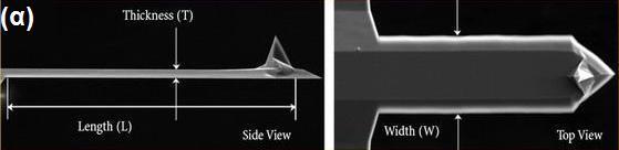 3: α) Γενική εικόνα του ατομικού μικροσκοπίου σάρωσης Solver PRO του τμήματος και β) Κεφαλή σάρωσης και θέση λειτουργίας του συστήματος μοχλοβραχίονα ακίδα (1. ακίδα, 2. πλάκα στήριξης ακίδας, 3.