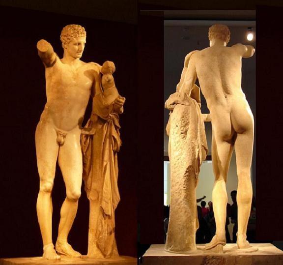 Ερμής του Πραξιτέλη (αίθουσα 8) Το εντυπωσιακό άγαλμα του Ερμή, έργο του γλύπτη Πραξιτέλη, είναι ο κυριότερος εκπρόσωπος της τέχνης στο τέλος