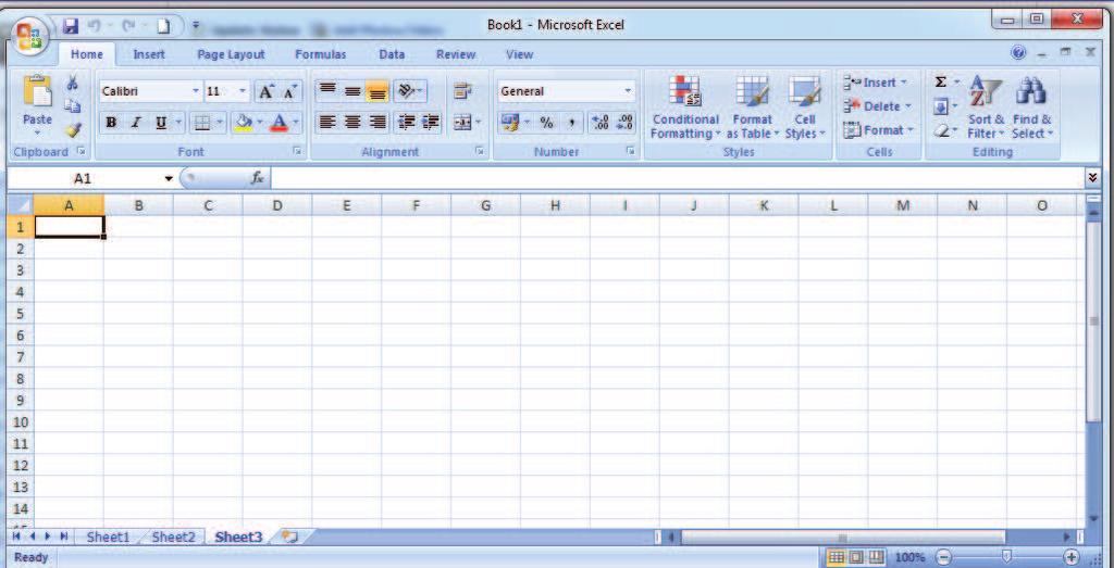 2 Η οθόνη του Microsoft Office Excel Τα βασικά στοιχεία τη οθόνη του Microsoft Office Excel 2007, όπω φαίνονται στην παρακάτω εικόνα είναι τα εξή : Κουμπί Office