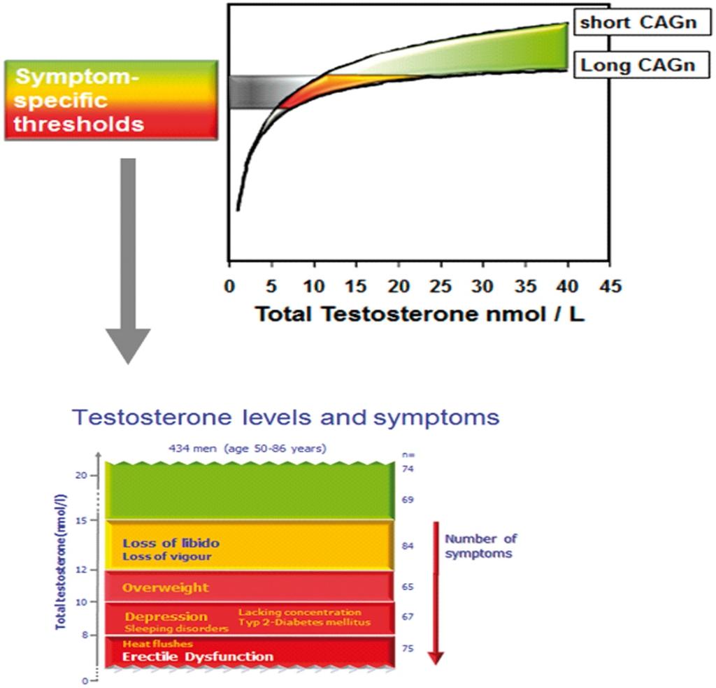 Ουδοί επιπέδων Τ για την εμφάνιση των συμπτωμάτων υπογοναδισμού Threshold