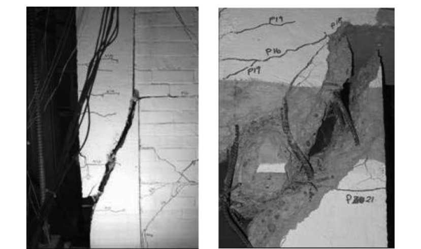 µέσο µη φορτιζόµενου υποστυλώµατος κορυφή φορτιζόµενου υποστυλώµατος Σχ.3.55: Λεπτοµέρειες ρωγµών δοκιµίου SW.