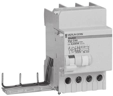 Diferencijalna zaštita Vigi C60 diferencijalni zaštitni moduli za C60 prekidače (, 3 i 4P) ačin spajanja prekidača s diferencijalnim modulom Tehnički podaci okidni