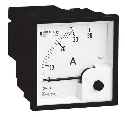 5 zadovoljava standarde IEC 44 - IEC 600 feromagnetni instrument dužina skale: 6 mm, 90 ampermetri: zamenljiva skala TI strujni transformatori In/5 naručuju se posebno stepen zaštite IP 5 radni