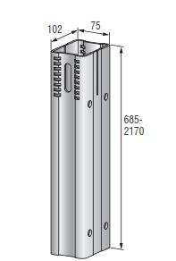 Διατίθεται σε μήκη 685-2170mm, περιέχει αυλακώσεις για ρύθμιση του ύψους και η