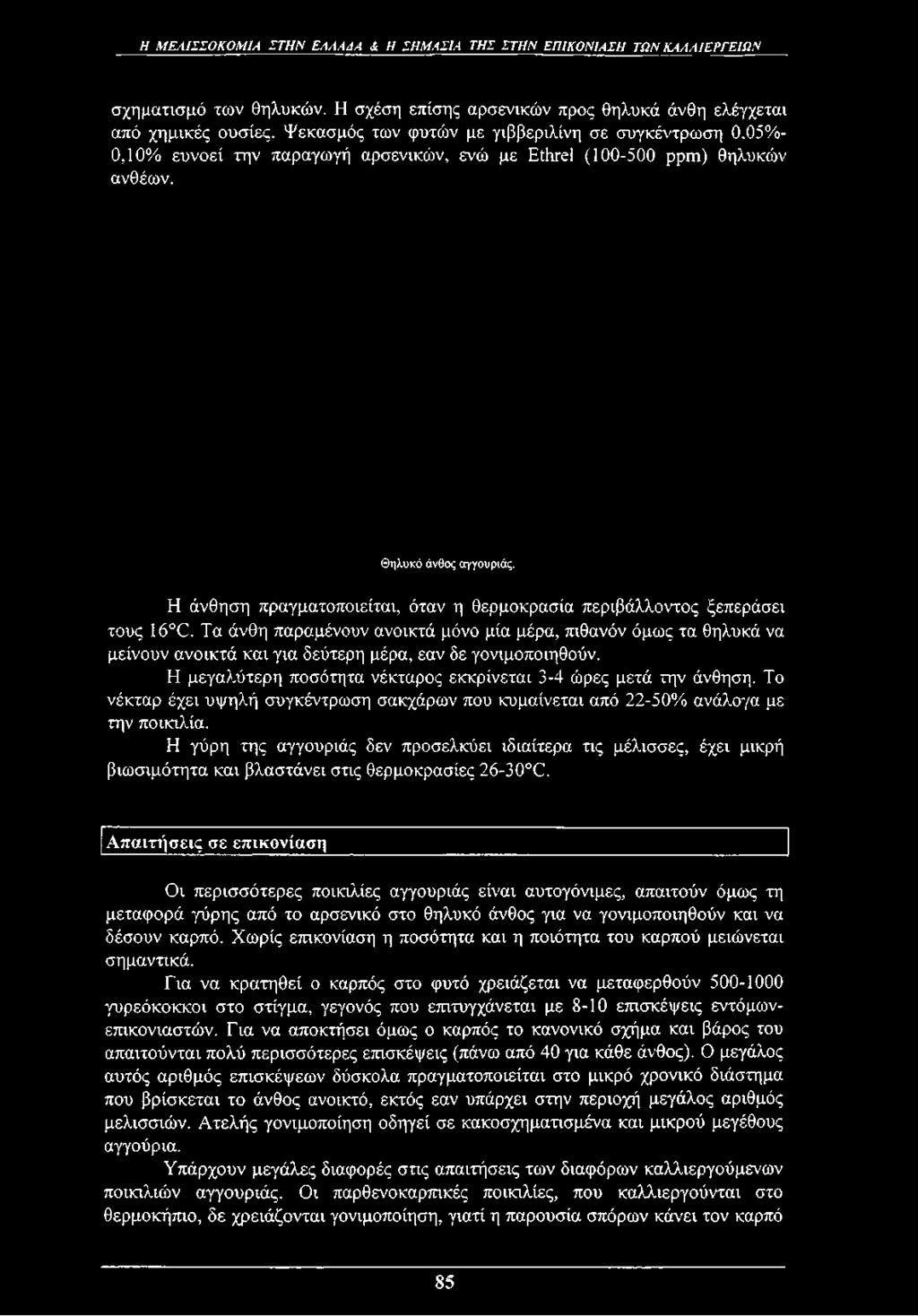 Η άνθηση πραγματοποιείται, όταν η θερμοκρασία περιβάλλοντος ξεπεράσει τους 16 0.