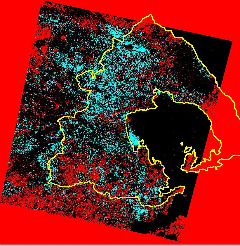 Εικόνα 5η Διαχρονικές μεταβολές του περιαστικού χώρου στον Νομό Μαγνησίας βασισμένες σε δορυφορικές εικόνες LANDSAT TM