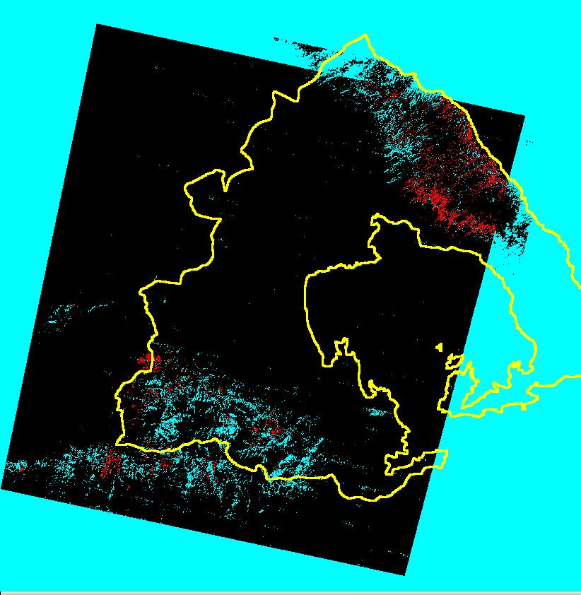 Εικόνα 3η Διαχρονικές μεταβολές της δασικής κάλυψης στον Νομό Μαγνησίας βασισμένες σε δορυφορικές εικόνες LANDSAT TM