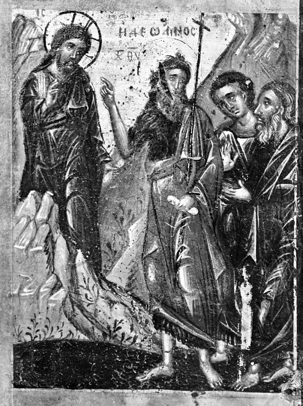 11) υιοθετείται σπάνια παραλλαγή με τον Χριστό πίσω από βράχο, με αναλογίες στην εικόνα της μονής Λουκούς43.