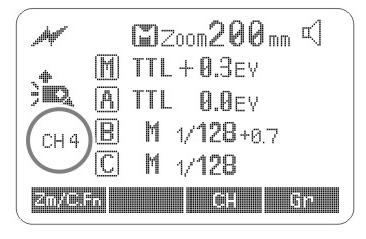 1. Πατήστε το κουμπί λειτουργιών 3 <CH> και περιστρέψτε τον επιλογέα για να επιλέξετε κανάλι από το 1 ως το 4. 2. Πατήστε το κουμπί <SET> για επιβεβαίωση της επιλογής. 4. i-ttl: Πλήρως Αυτόματο Ασύρματο Φλας Αυτόματο Ασύρματο Φλας με Μία Slave Μονάδα 1.