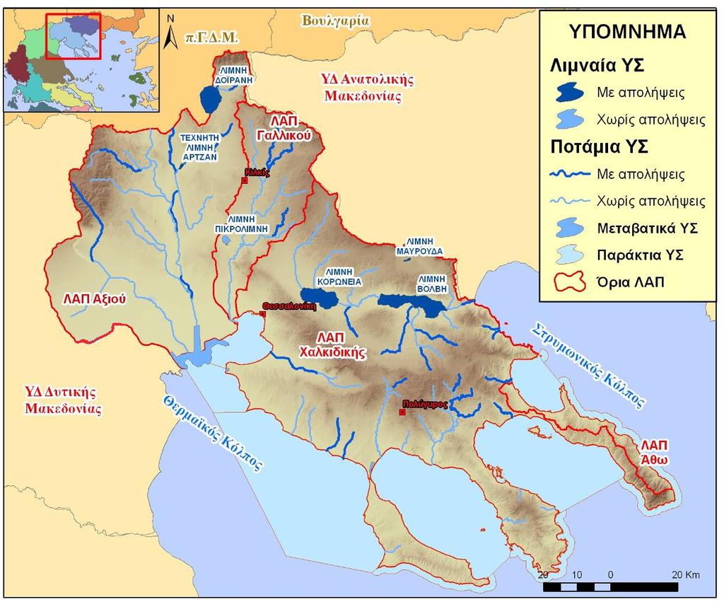Σχέδιο Διαχείρισης των Λεκανών Απορροής Ποταμών Εικόνα 6-26: Επιφανειακά ΥΣ του ΥΔ10 με απολήψεις (από την αντίστοιχη υδρολογική λεκάνη) ΛΑΠ ΑΞΙΟΥ (GR03)